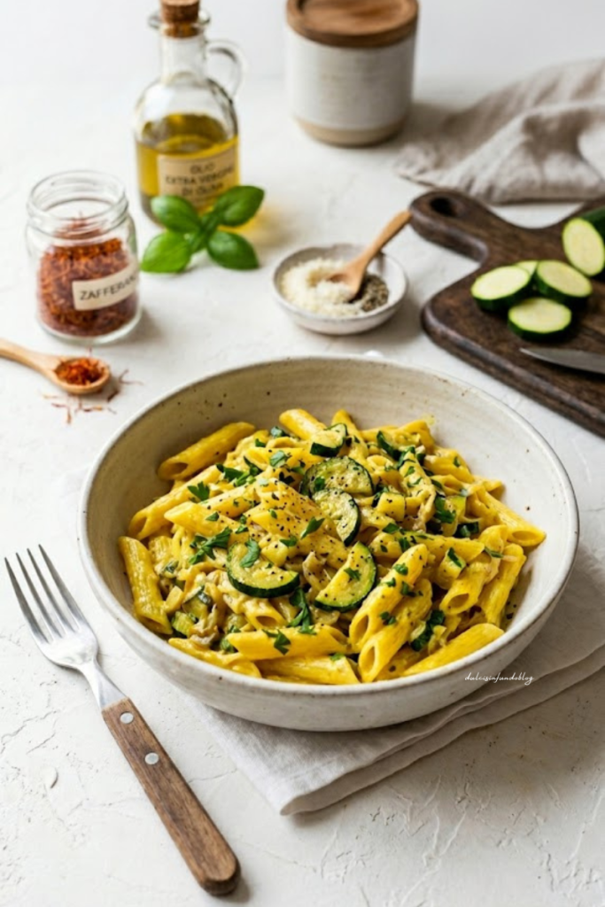 Penne zucchine e zafferano