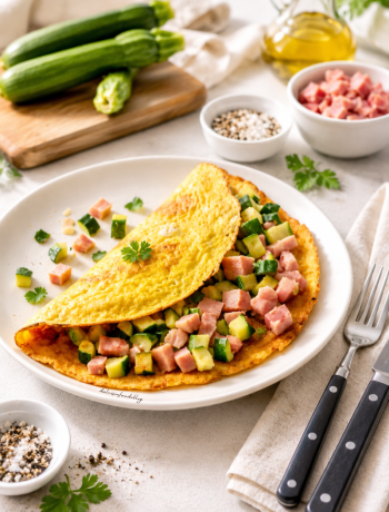 Omelette zucchine e cotto