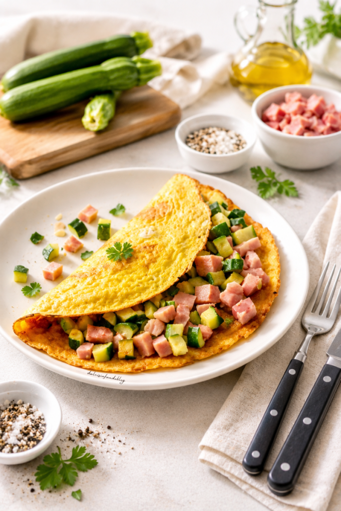 Omelette zucchine e cotto