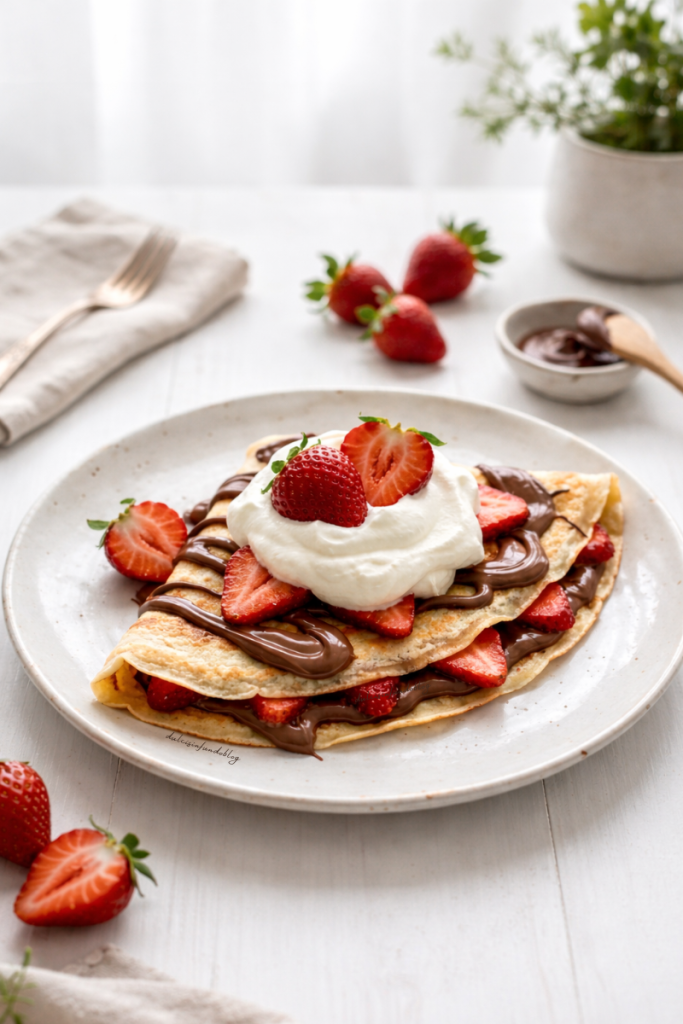 Crepes dolci con nutella e fragole