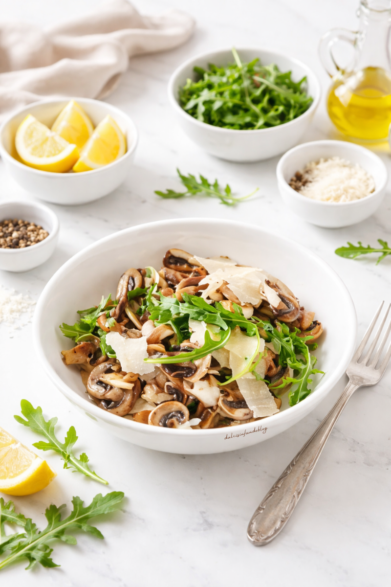 Insalata funghi grana e rucola