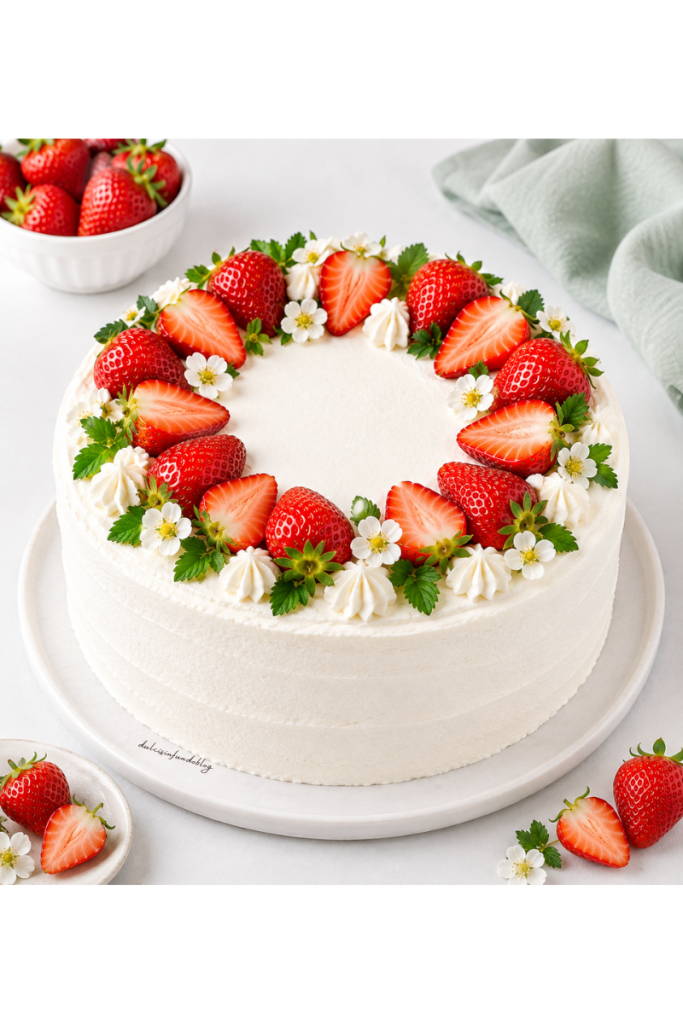 Torta al cioccolato con panna e fragole