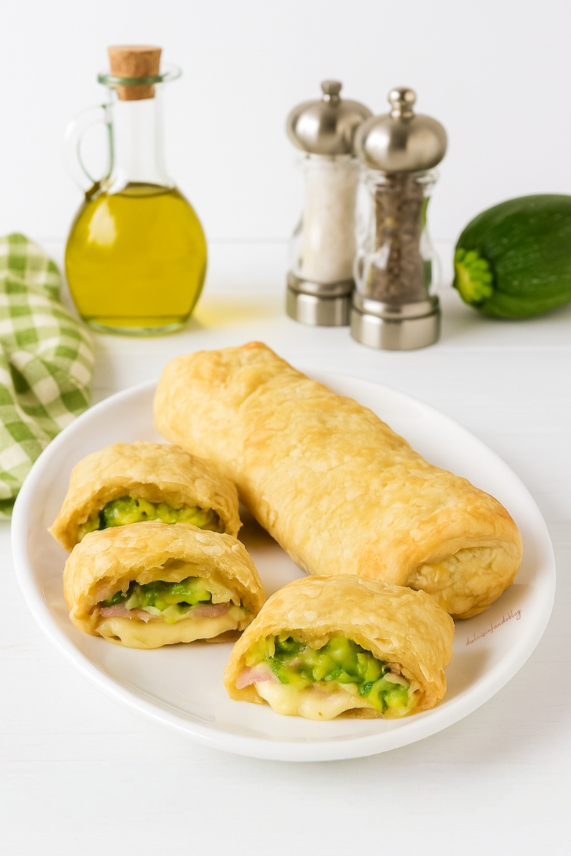 Rotolo di sfoglia con zucchine e prosciutto cotto