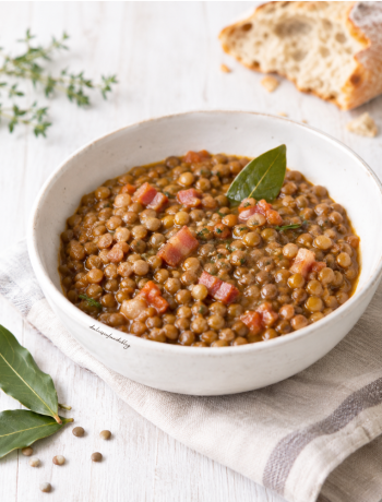 Lenticchie in umido con pancetta