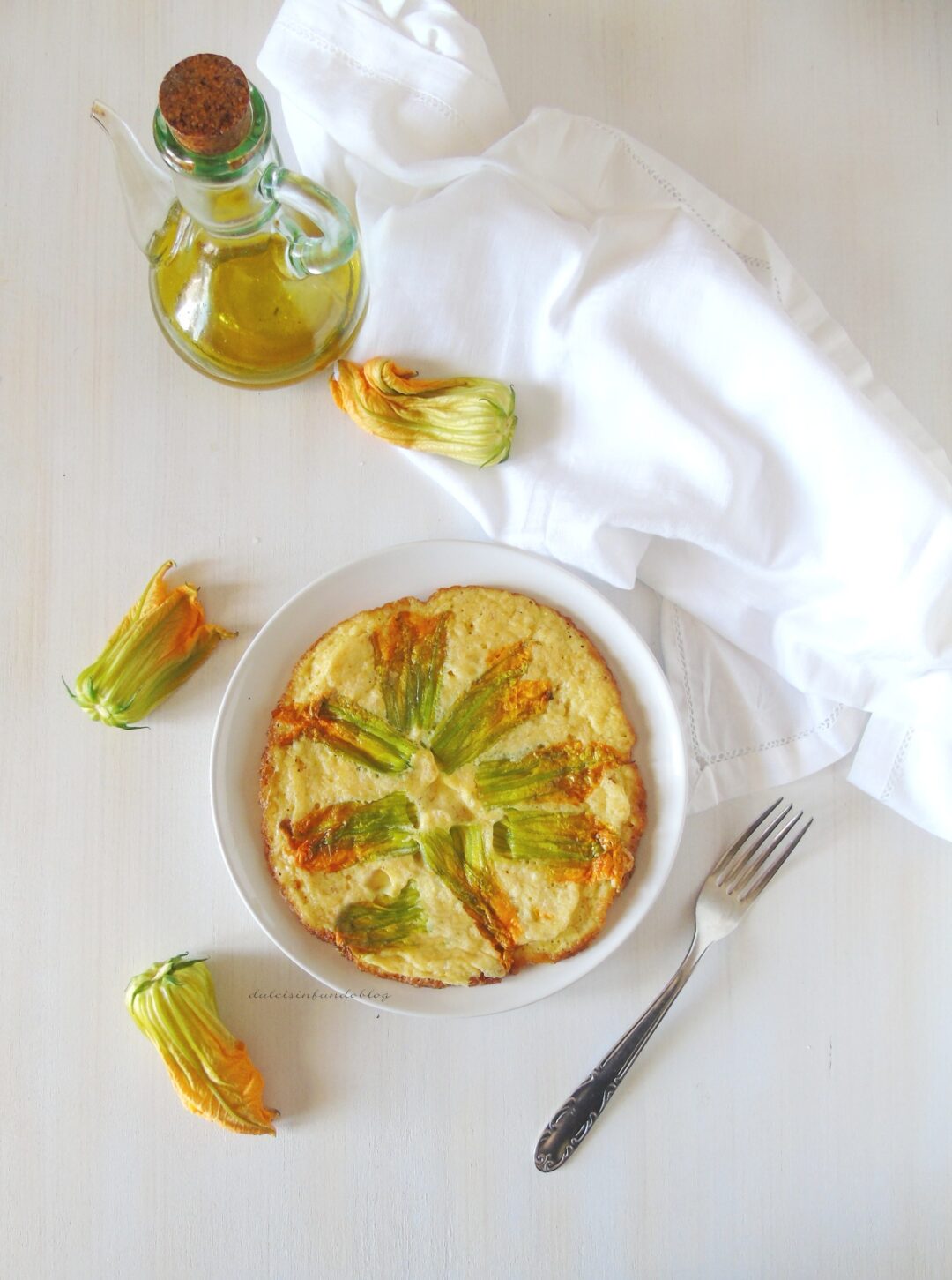 Frittata con fiori di zucca