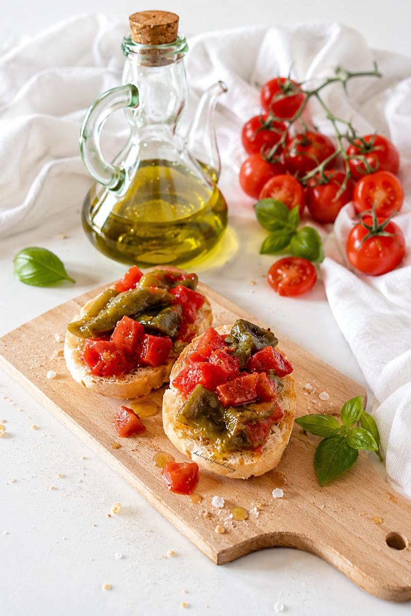 Peperoni friggitelli con pomodori