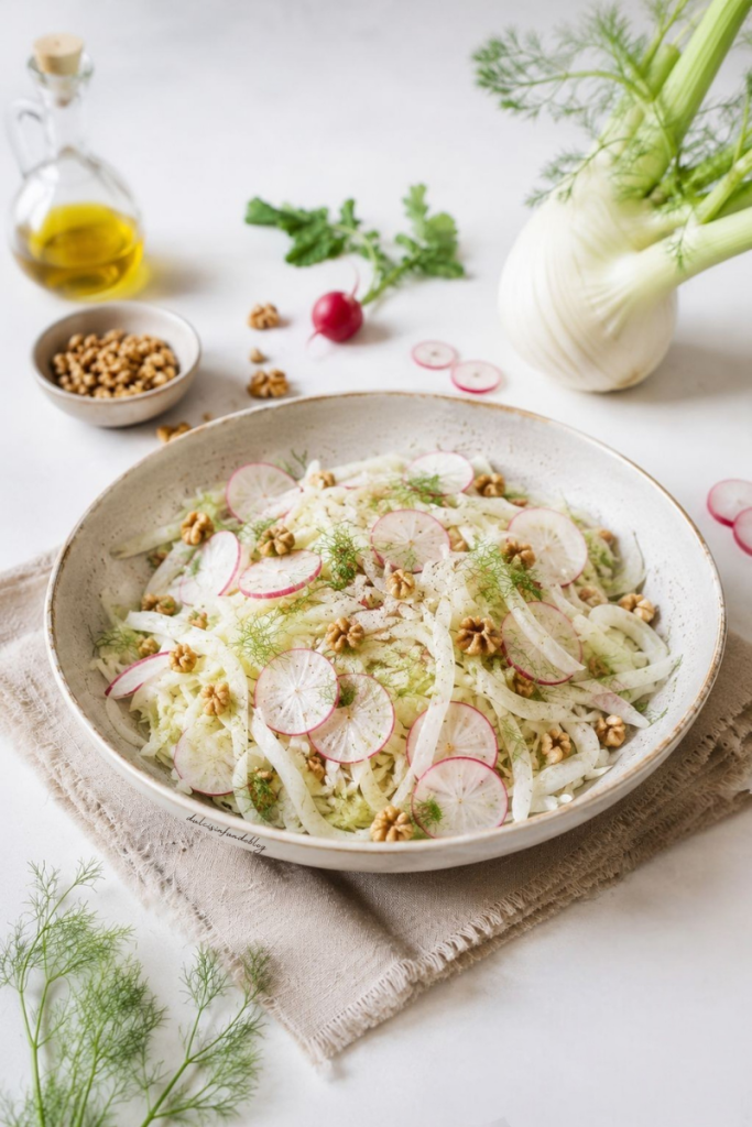 Insalata con noci finocchi e ravanelli