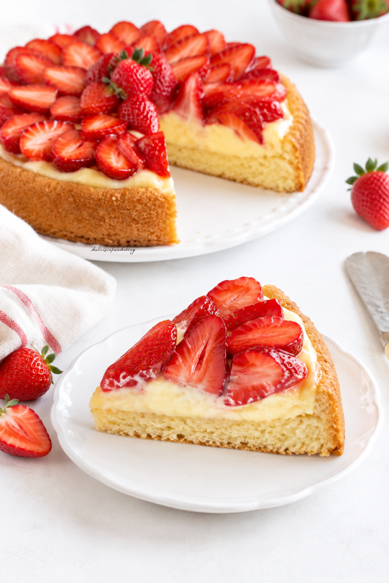 Crostata morbida alle fragole e crema pasticcera