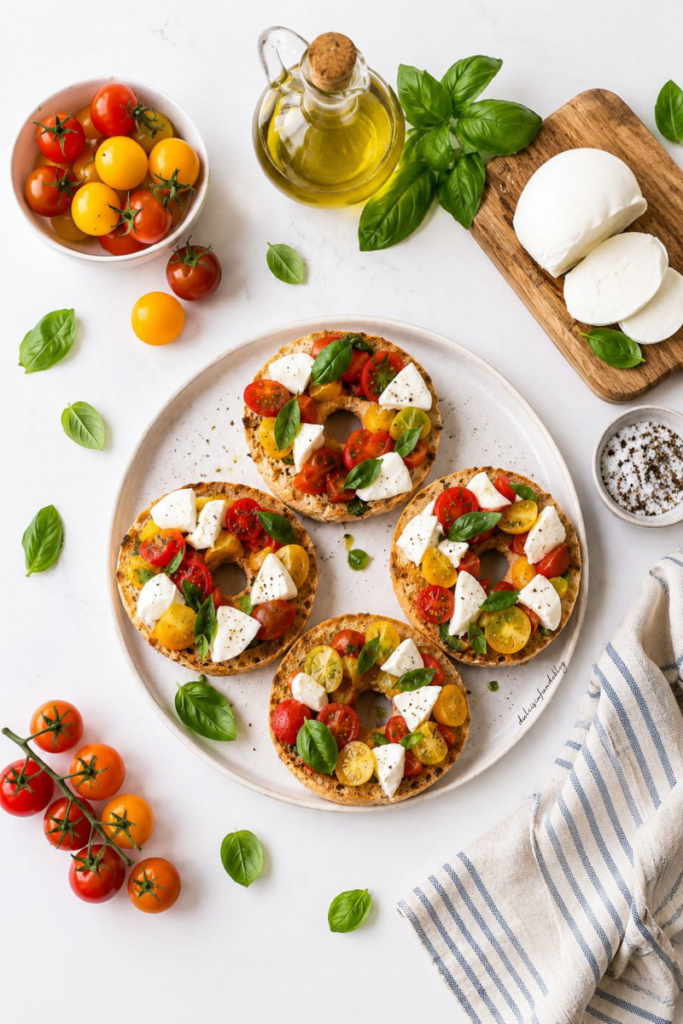 Friselle con pomodorini, mozzarella e basilico