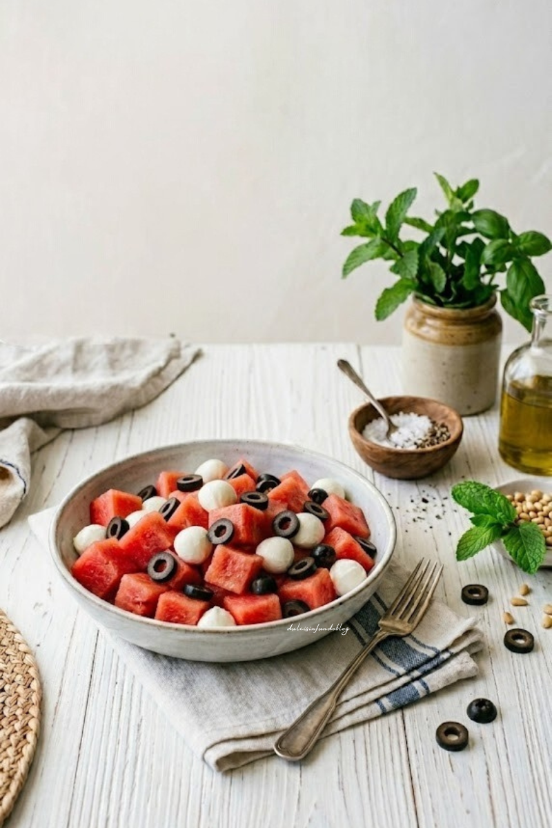 Insalata di anguria e mozzarella