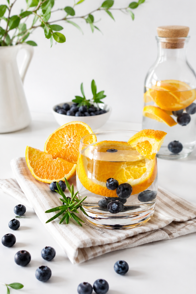 Acqua detox mirtilli e arancia