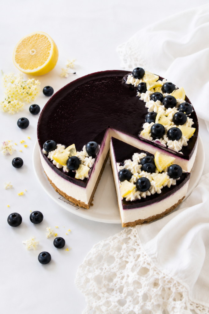 Torta fredda al mascarpone e mirtilli
