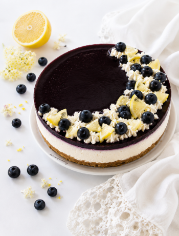Torta fredda al mascarpone e mirtilli