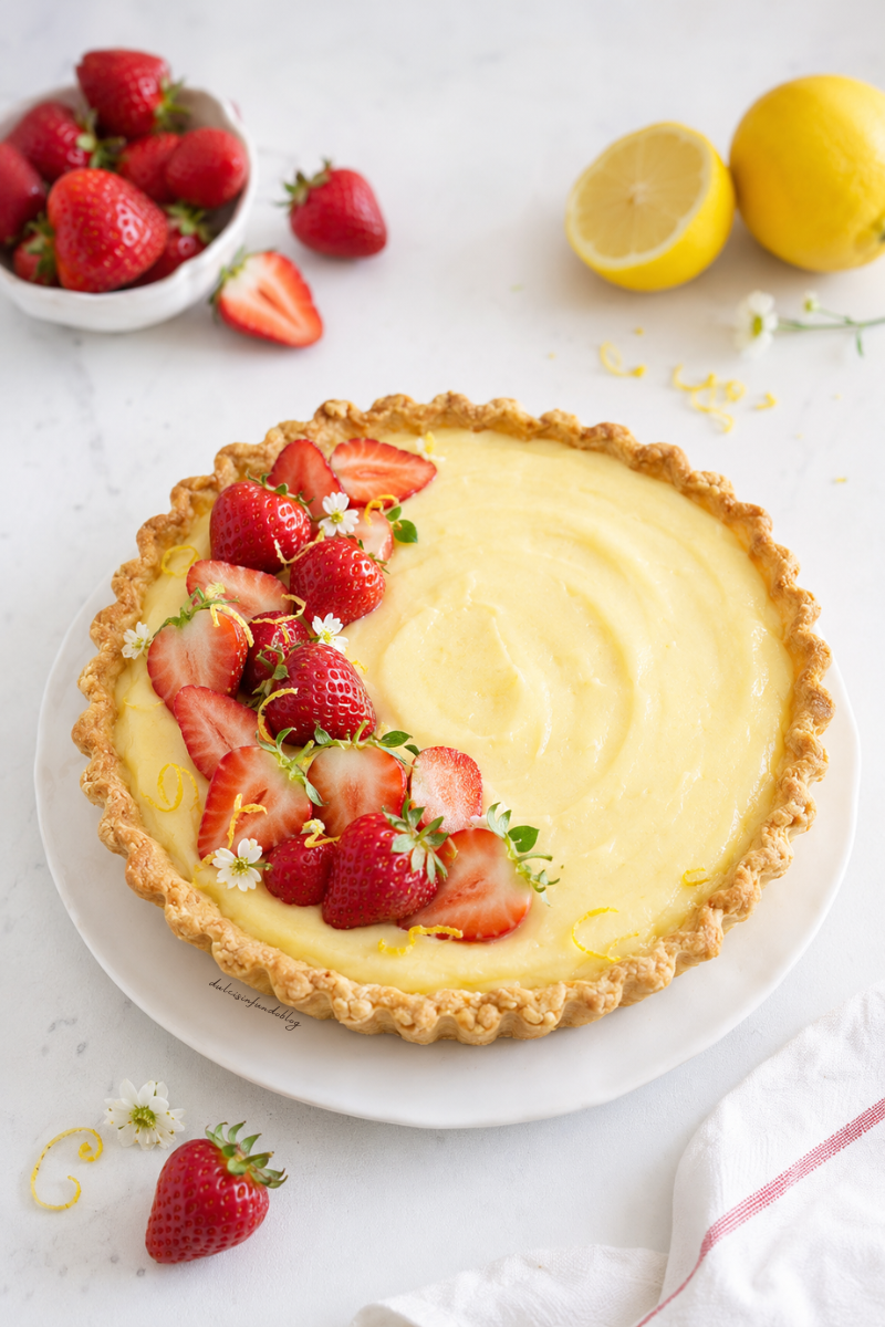 Crostata con crema al limone e fragole