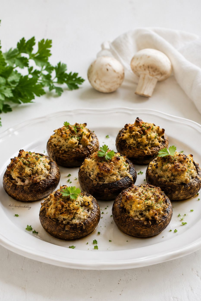 Funghi champignon ripieni e gratinati al forno