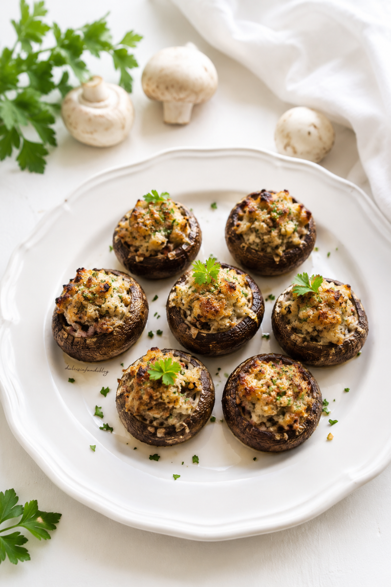 Funghi champignon ripieni e gratinati al forno