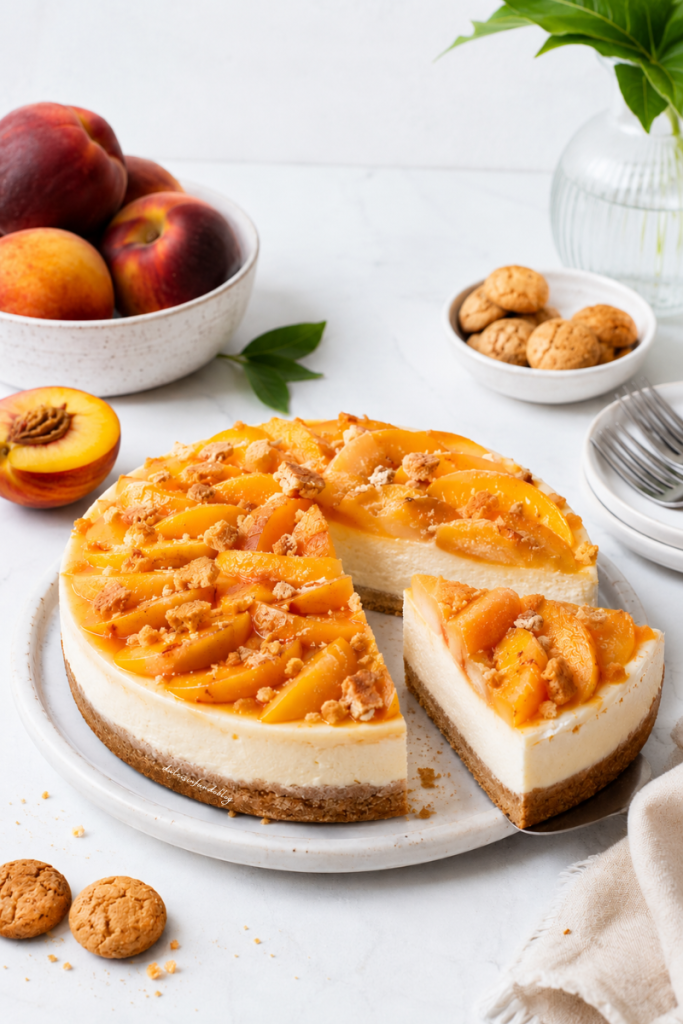 Cheesecake pesche e amaretti