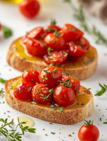 Bruschetta con olio novello e pomodorini