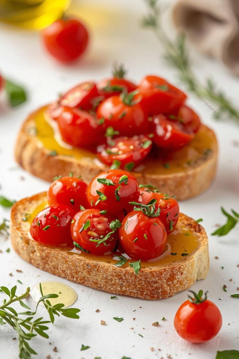 Bruschetta con olio novello e pomodorini