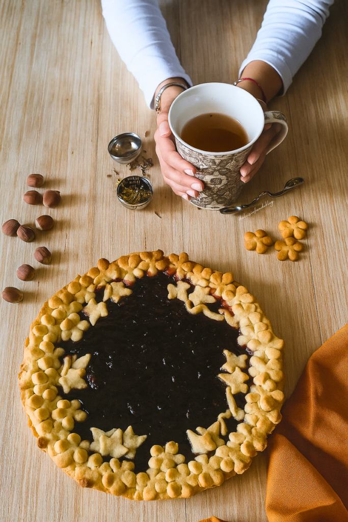 Crostata di frolla alle nocciole con marmellata d'uva