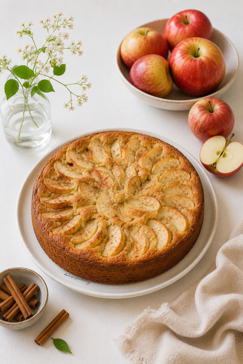 Torta di mele e cannella con zucchero di canna