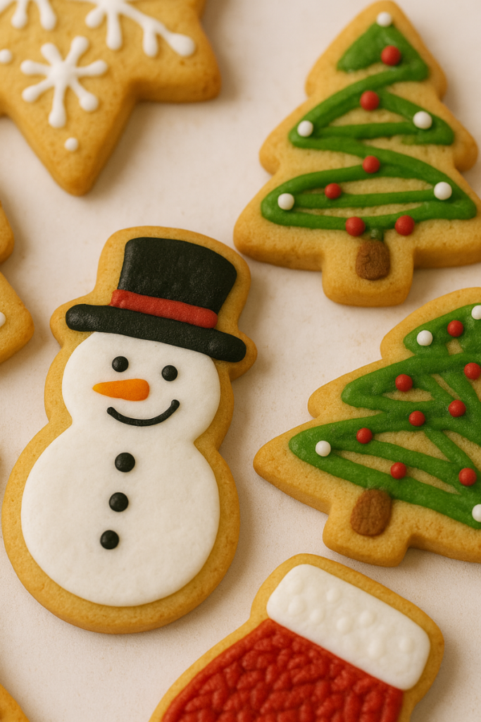 Biscotti natalizi decorati con glassa reale