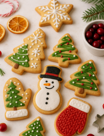 Biscotti natalizi decorati con glassa reale