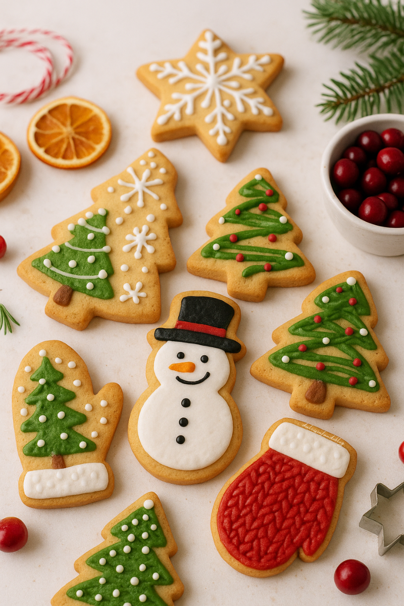 Biscotti natalizi decorati con glassa reale