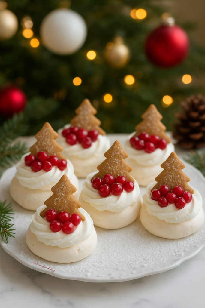 Pavlova di Natale con Panna e Ribes