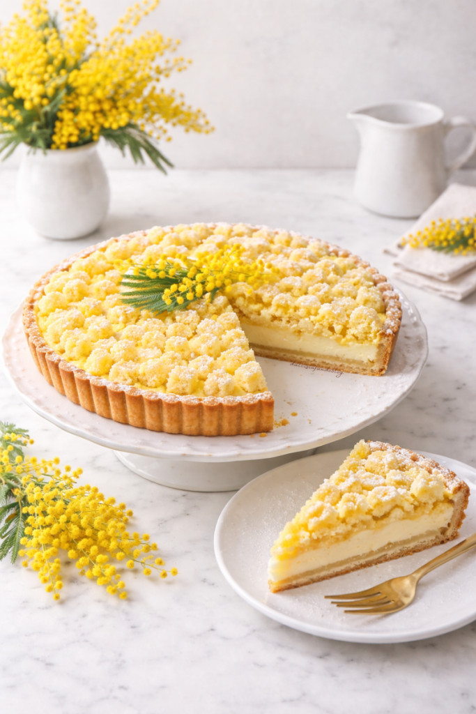 Crostata mimosa con crema pasticcera