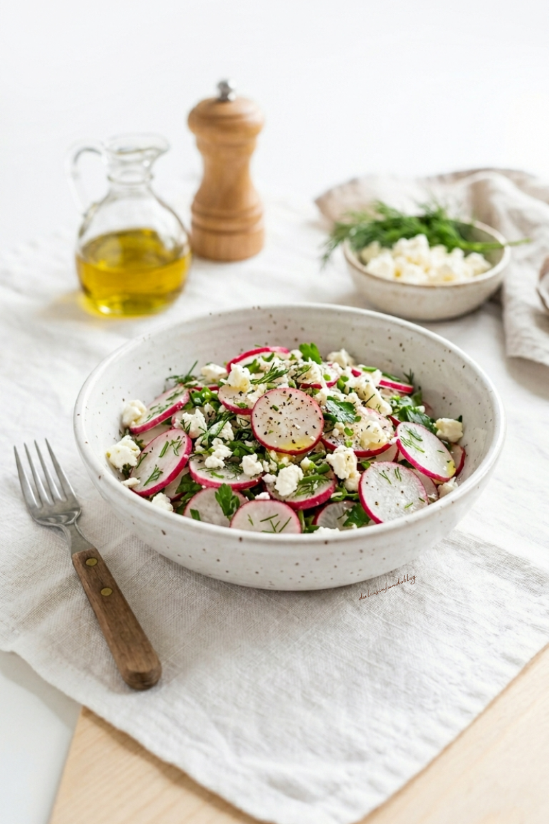Insalata primaverile con ravanelli e feta