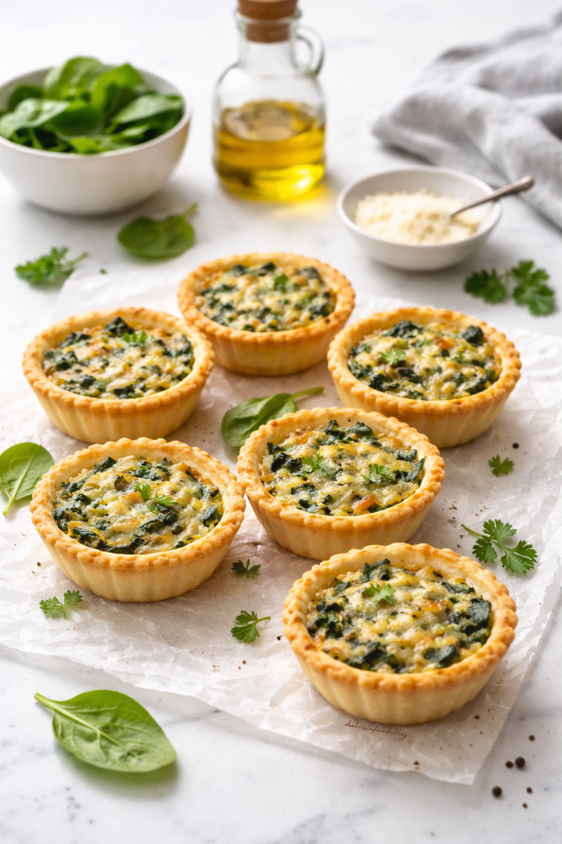 Mini quiche salate con spinaci e formaggio