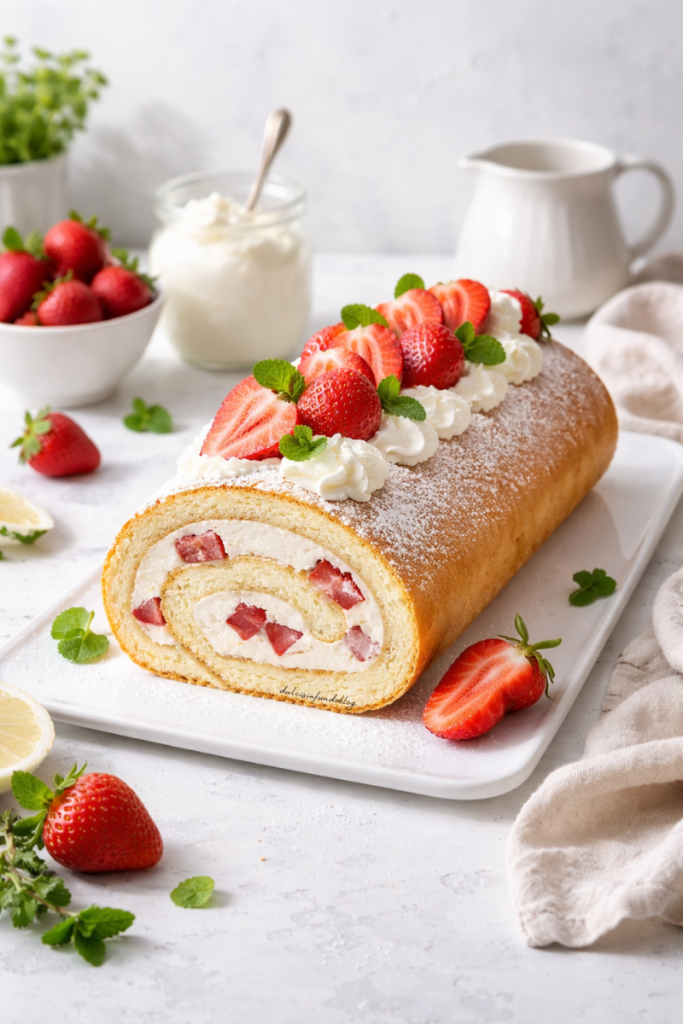Cake roll panna e fragole