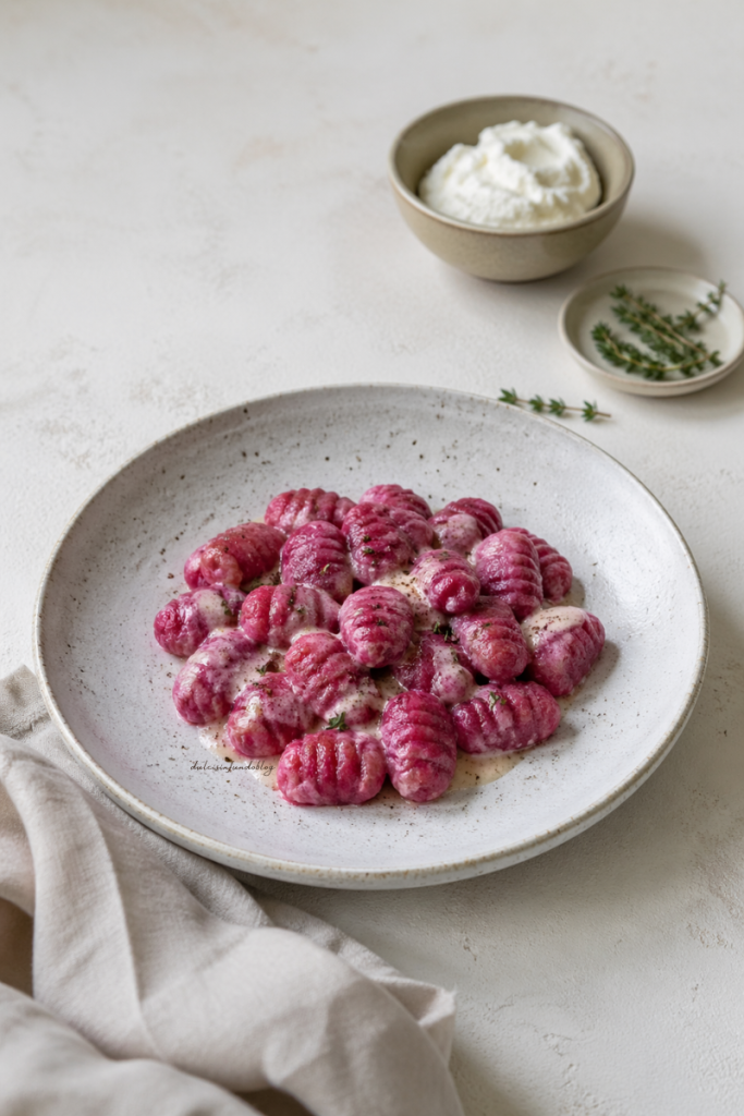 Gnocchi di barbabietola e ricotta