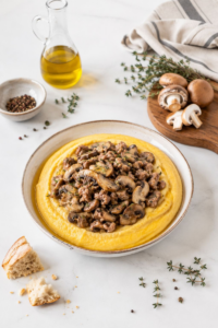 Polenta con funghi e salsiccia